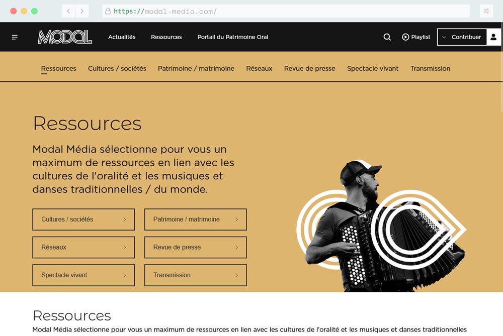 Page du site internet pour les ressources